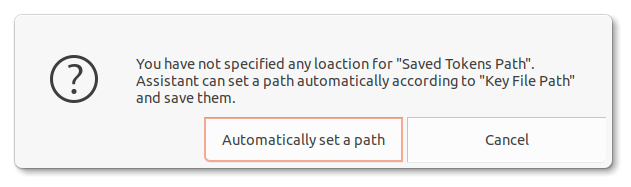 Automatically set a Saved Tokens Path