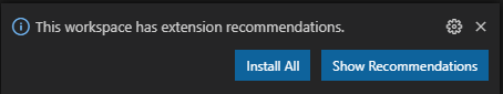 Recommended extension prompt