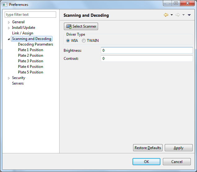 Scanning and decoding preferences