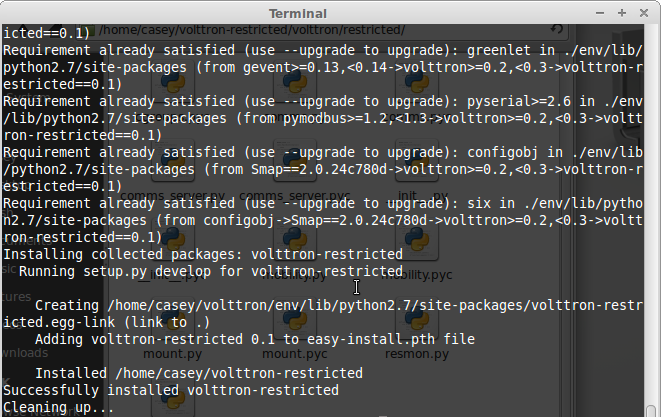 Successful install of VOLTTRON-Restricted