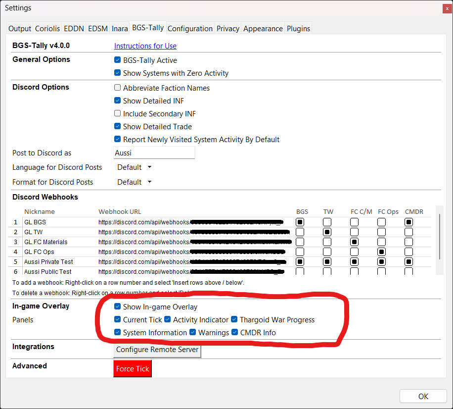 Overlay Settings Panel