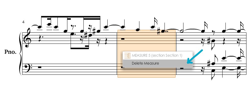 Deleting a Measure using its contextual menu.