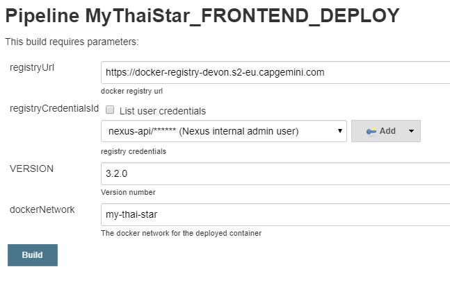 Jenkins Deployment Parameters