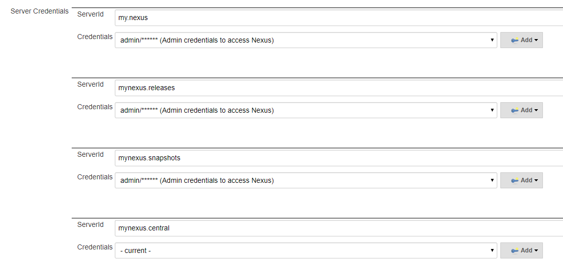 jenkins new maven settings servers credentials