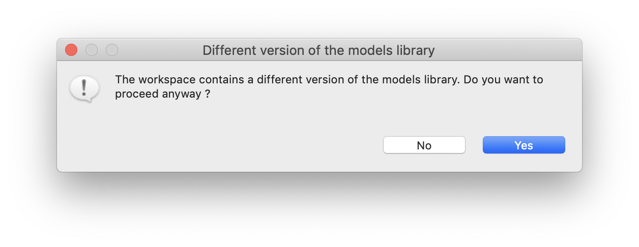 Dialog box waiting for the user to confirm it want to clone and thus override an existing workspace.