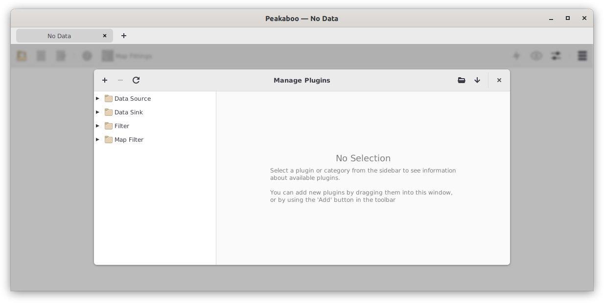 Peakaboo’s plugin management screen