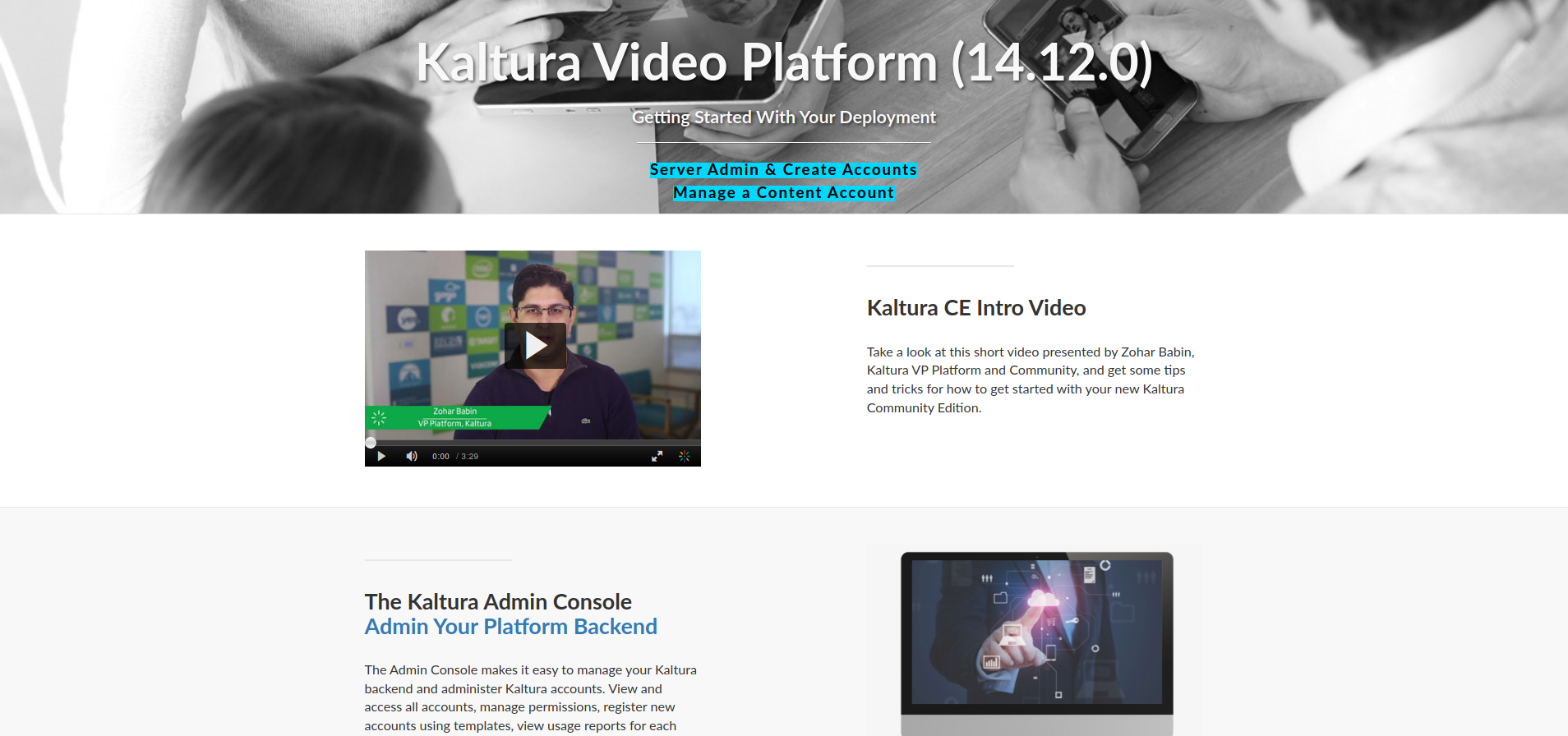 Kaltura home page